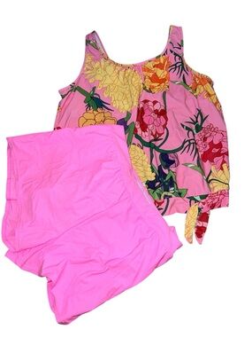 Women’s Pink Floral Tankini Swim Set - Pink